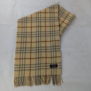 Burberry London Classic Nova Check 100% Cashmere Yellow Scarf Made In England